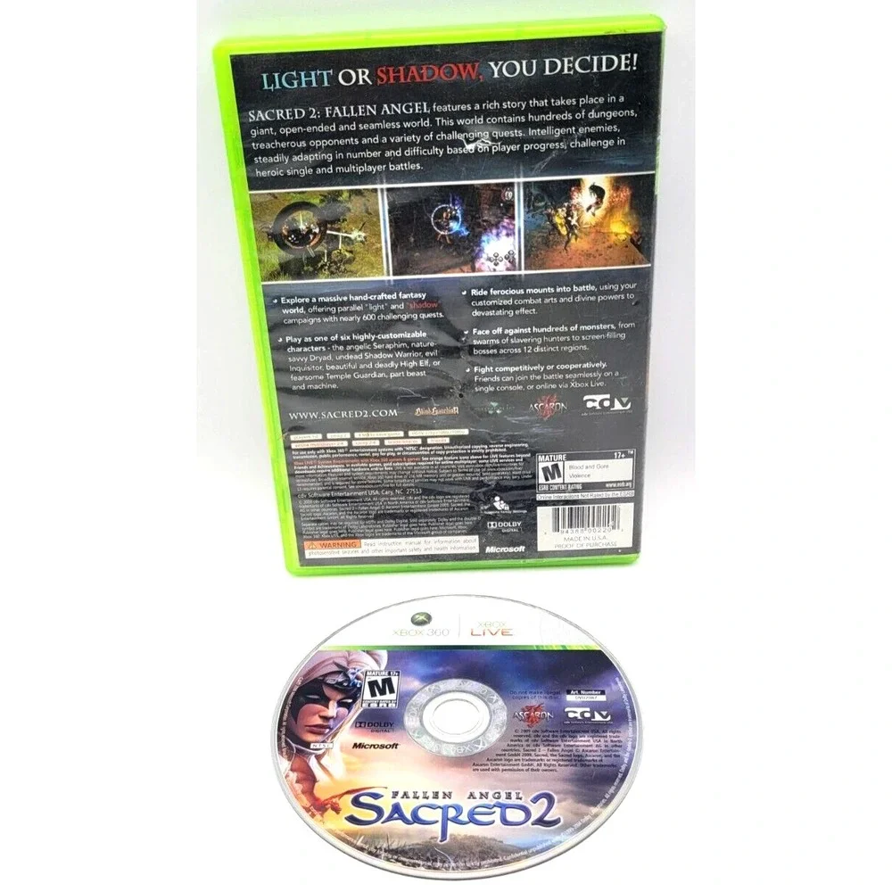 SACRED 2: FALLEN ANGEL XBOX‎ 360 GAME GAME & CASE! CDV